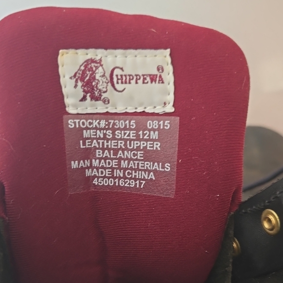 Chippewa Black Leather Boots with Gold Eyelets - Picture 4 of 5